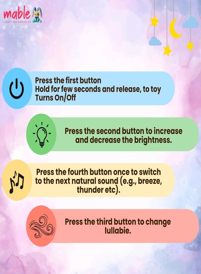 MABLE Dreamlight Unicorn Baby Soft Sleeping accompany Toy Music Projector Plush Unicorn Toy Children's Soothing Toy. - Image 3